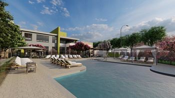 Rendering Swimming Pool and Lounge area at Zeta Luxury Apartments, Sacramento, CA 95834